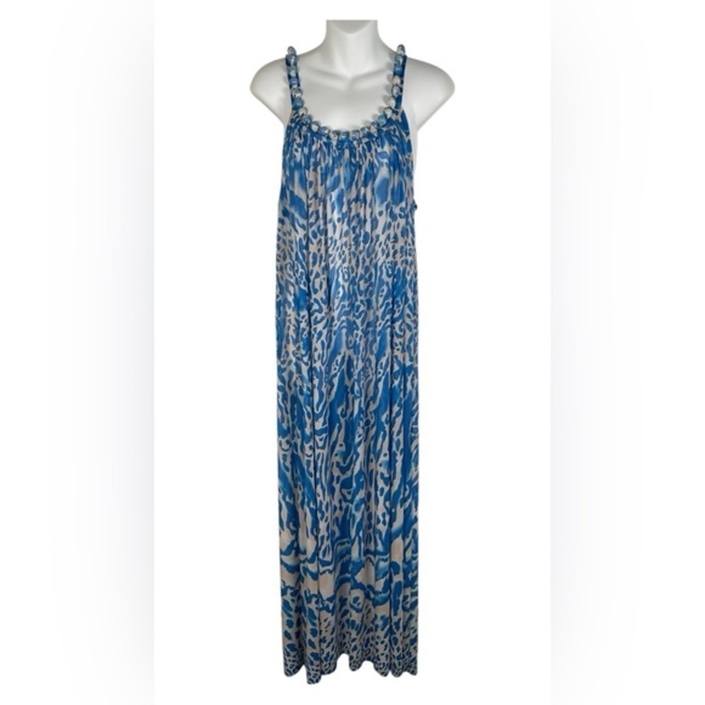 AVA Maxi dress with a blue and beige animal print.‎ NWT Size XS